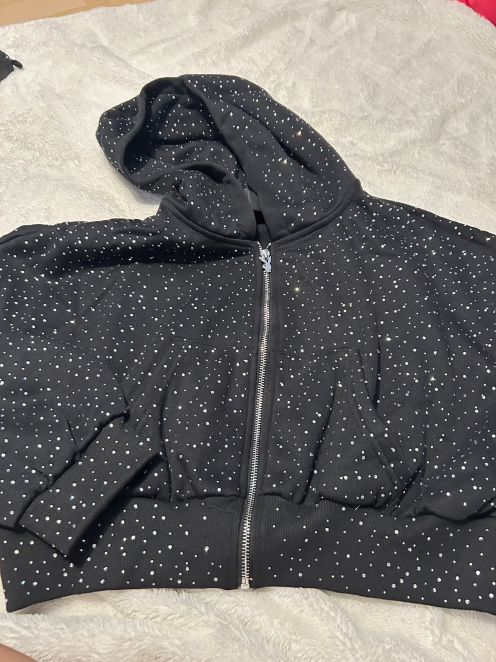 PLAYBOY Black Speckle Back-Logo Cropped Hoodie - Picture 4 of 7